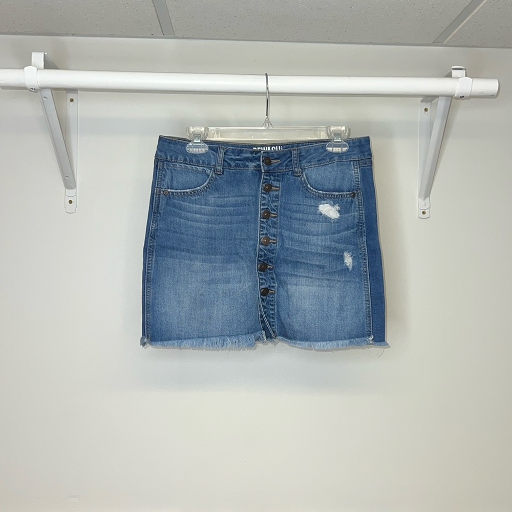 Rewash Button Front Denim Mini Skirt- 28